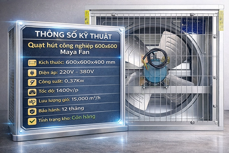 thông số kỹ thuật quạt hút công nghiệp 600x600